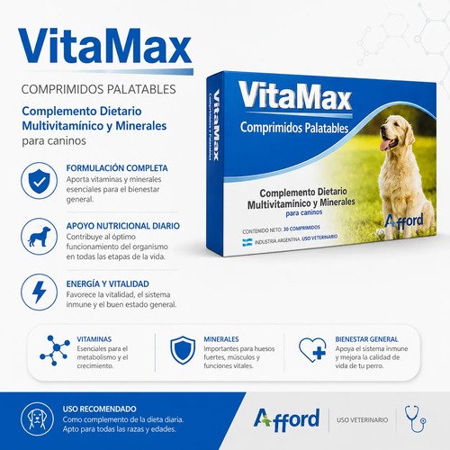 Suplemento Vita Max 2 Grs X30 Comprimidos Perros Vitaminas - Imagen 3