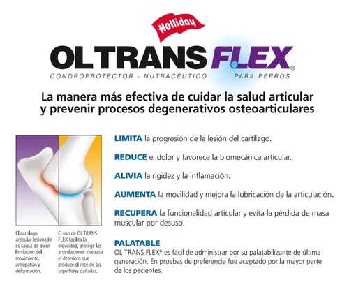 Suplemento Condroprotector Ol Trans Flex Holliday Mascota Perro 70 Comprimidos Pollo - Image 4