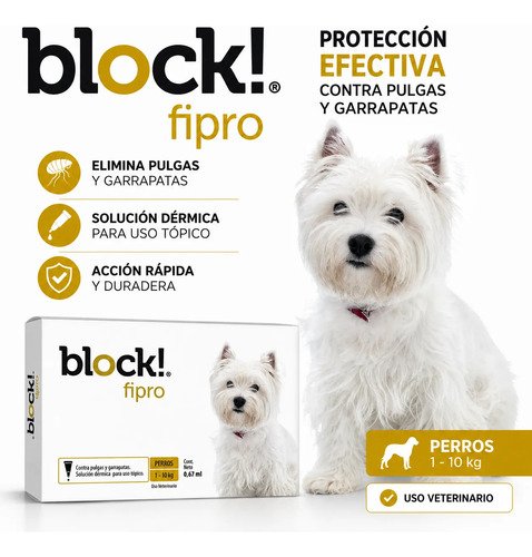 Pipeta Block Perro 1 A 10kg Pulgas Garrapatas Mosquitos Block 1 A 10kg - Image 2