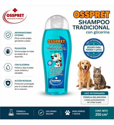 Shampoo Osspret Tradicional X250ml Perros Pulgas Garrapatas - Image 2