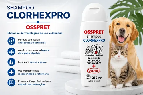 Shampoo Antiseptico Osspret Clorhexpro Para Mascotas Neutro - Image 2