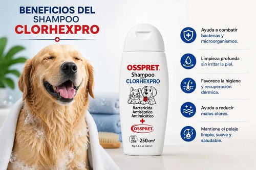 Shampoo Antiseptico Osspret Clorhexpro Para Mascotas Neutro - Image 3