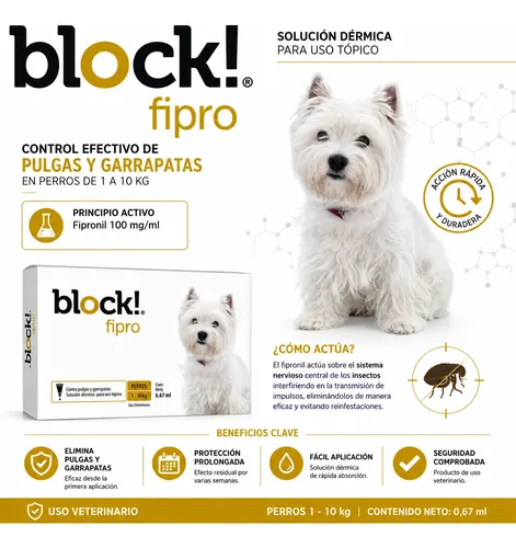 Pipeta Block Perro 1 A 10kg Pulgas Garrapatas Mosquitos Block 1 A 10kg - Image 3