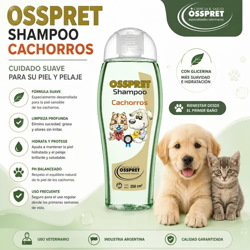Osspret Shampoo Cachorros 250ml Perros Gatos Ph Neutro Bebé - Image 10