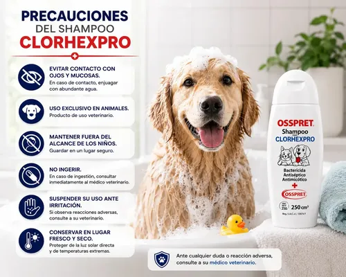 Shampoo Antiseptico Osspret Clorhexpro Para Mascotas Neutro - Image 6