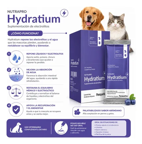 Hydratium Suplemento De Electrolitos Perros Gatos X10 Sobres - Imagen 3