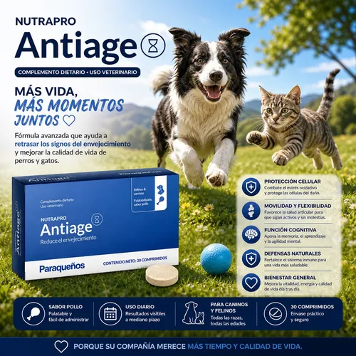Nutrapro Antiage Suplemento Perros Gatos 30 Comp. Pack X 2 - Imagen 9