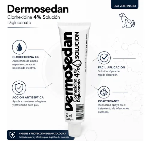 Dermosedan Antiséptico Clorhexidina 50ml Crema Perros Gatos Dermosedan Clorhexidina 50ml - Imagen 2