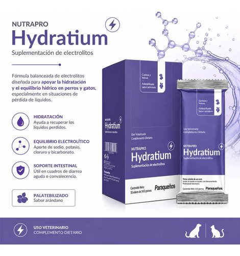 Hydratium Suplemento De Electrolitos Perros Gatos X10 Sobres - Imagen 2