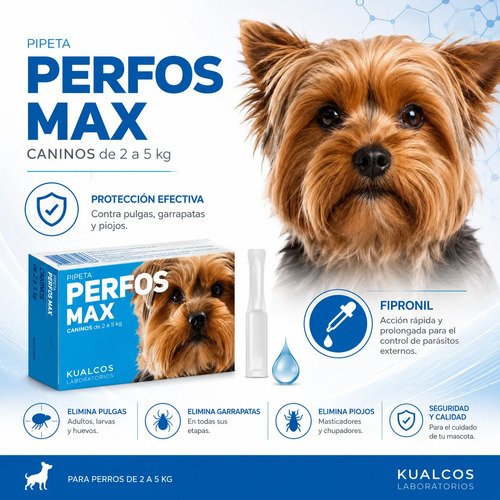 Pipeta Perfos Perros 2 A 5 Kg Pulgas Garrapatas Mosquitos Celeste - Imagen 2