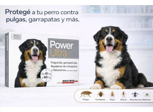 Pipeta Power Ultra Perro 41 A 60kg Pack X2 Pulgas Garrapatas Power 40 A 60kg - Imagen 5