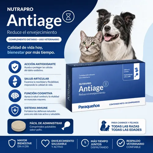 Nutrapro Antiage Suplemento Perros Gatos 30 Comp. Pack X 2 - Imagen 8