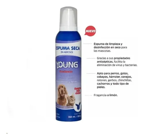 Shampoo Espuma Baño Seco Spray Perros Gatos Peluqueria Limón - Imagen 2
