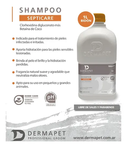 Shampoo Dermapet Septicare Hipoalergenico 1 Litro Perro Gato Coco - Imagen 3