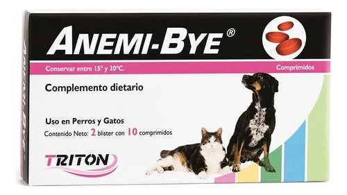 Anemi-bye 20 Comp. Hierro Para Perros Y Gatos Anemia