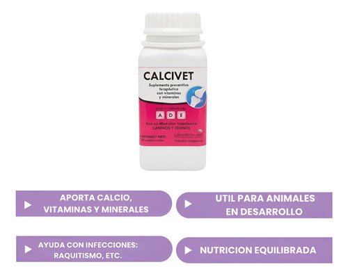 Suplemento Calcivet Forte Mascotas Suplemento 50compr - Imagen 2
