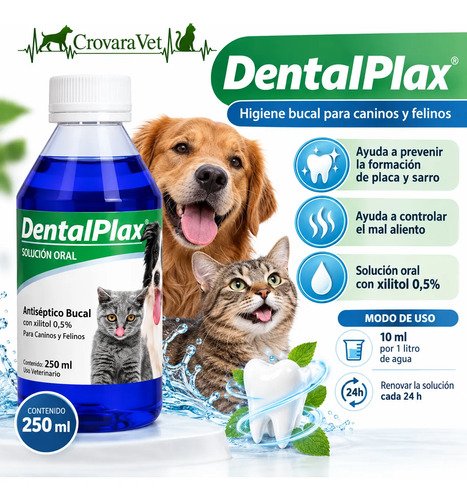 Dental Plax, X3 Antiséptico Bucal Mascotas Perro Gato 250 Ml Pollo - Imagen 3