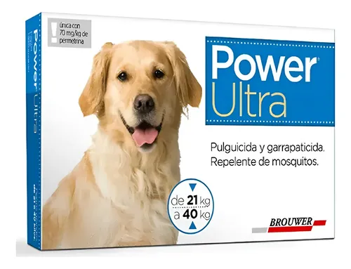 Pipeta Power Ultra Perro 20 A 40 Kg Pulgas Garrapatas Moscas Agua