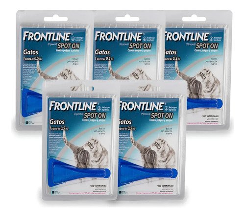 Frontline Spot On Pipeta X5 Antiparasitaria Gatos H/10 Kg Azul
