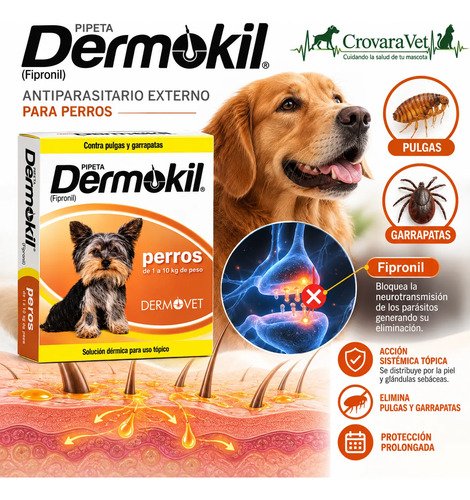 Pipeta Dermokil Caninos Perros Hasta 10kg Pulgas Garrapatas Dermokil Hasta 10kg - Imagen 3